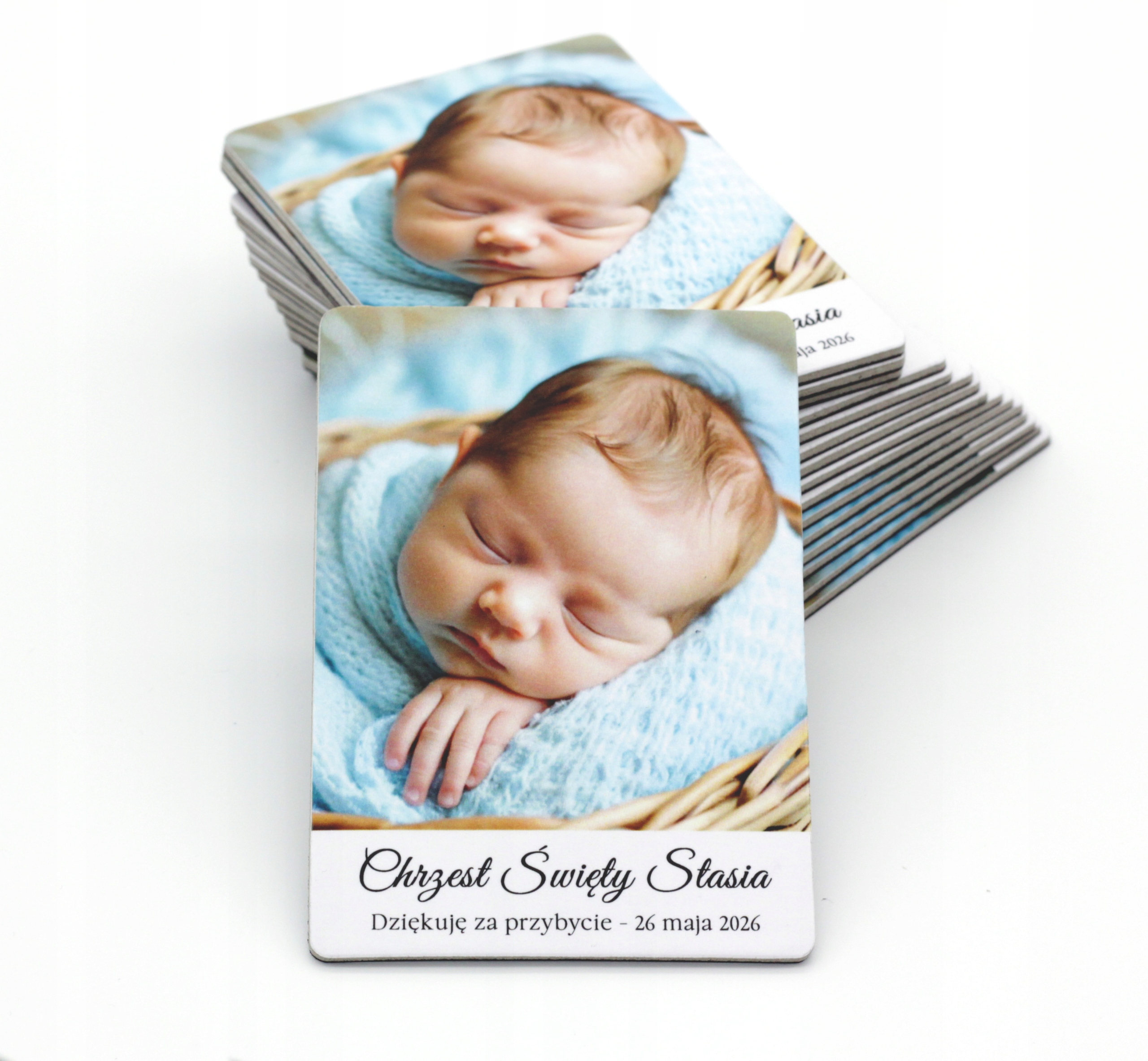 Magnes na lodówkę ze zdjęciem Podziękowanie dla gości Chrzest Roczek 10x7cm Marka inna