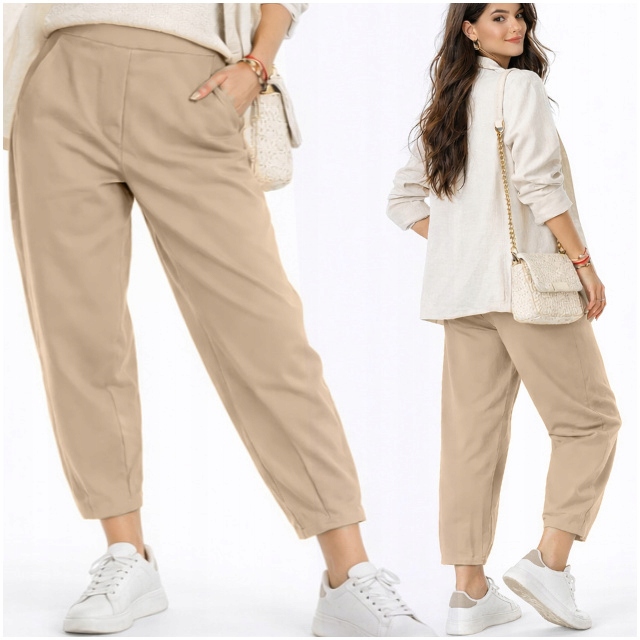 Moda Fresca F725 Casualowe Spodnie typu balloon, guma w pasie