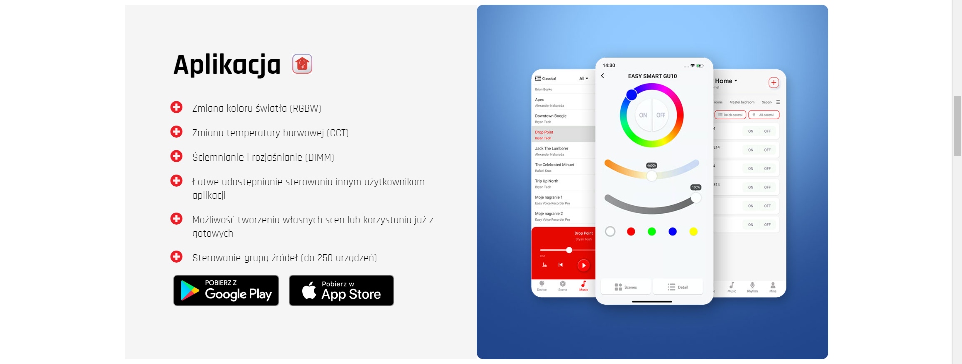 Żarówka Bluetooth Mesh LED GLS 8,5W E27 RGBW+CCT+DIM Easy SMART Kod producenta WOJ+14628