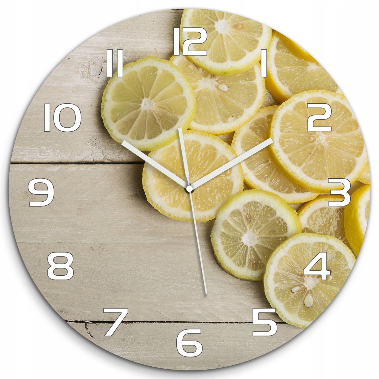 

Zegar ścienny ze szkła, duży Cytryny drewno fi 60