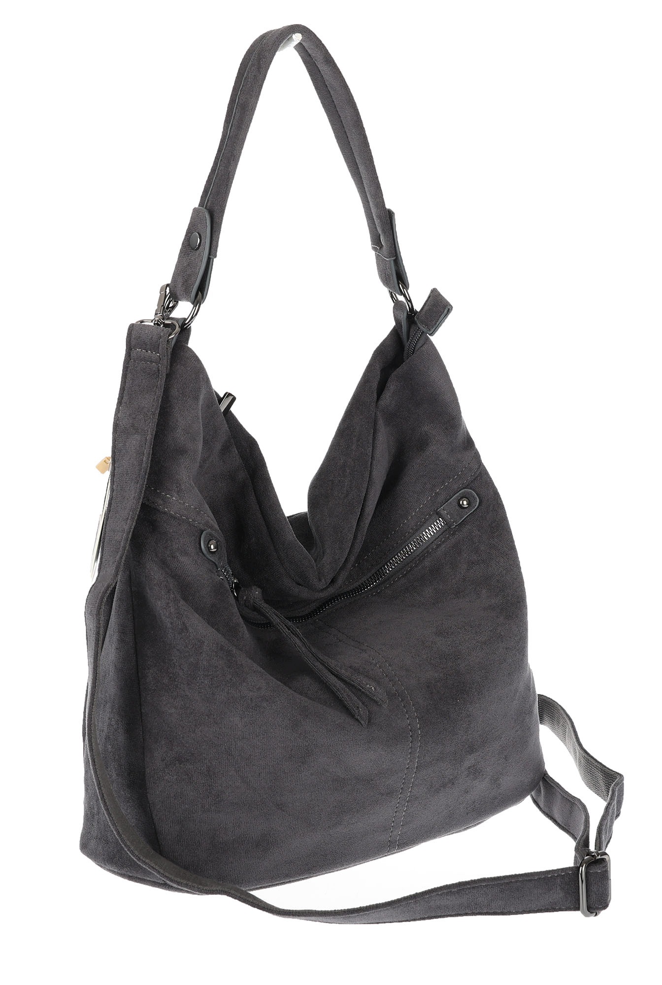Dámská shopper kabelka semišová taška přes rameno do ruky lehká PB40 Šedá