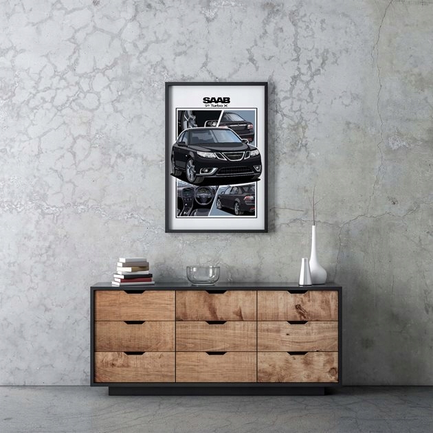 Plakat - Saab 93 Turbo X Sedan- MotoPixele Stan opakowania oryginalne