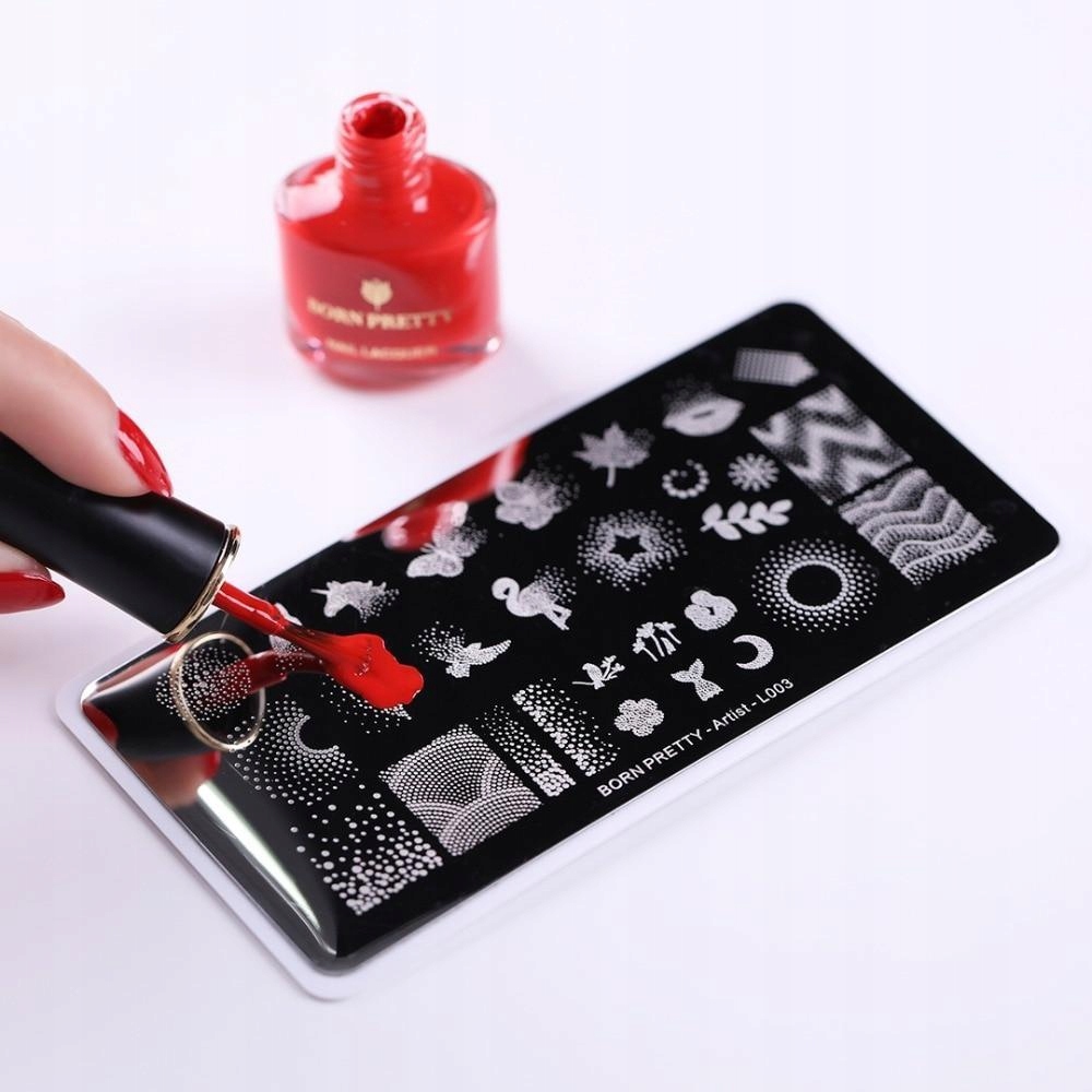 Płytka do Stempli do zdobienia Paznokci KWIATKI Kolor dominujący srebrny