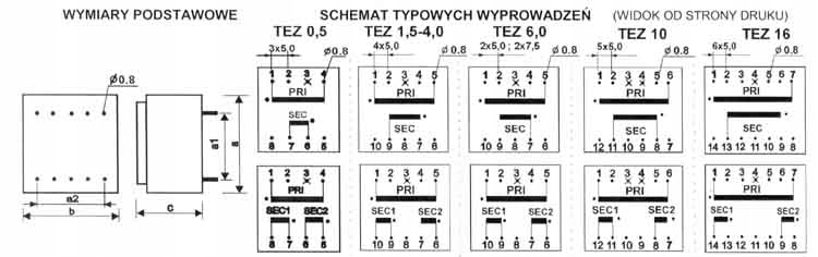 TEZ2.6/2X9 Transformator zalewany 2.6W, 2x9V, 2x139mA Marka Breve