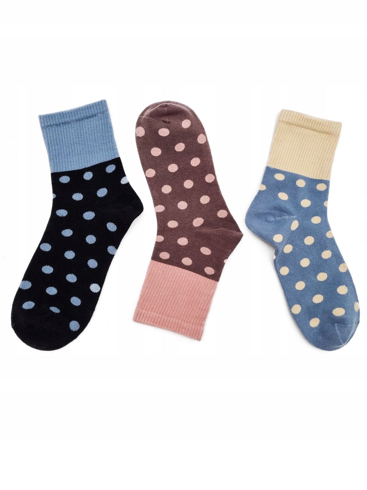 

3x Kolorowe Skarpetki Damskie w Groszki 39-41