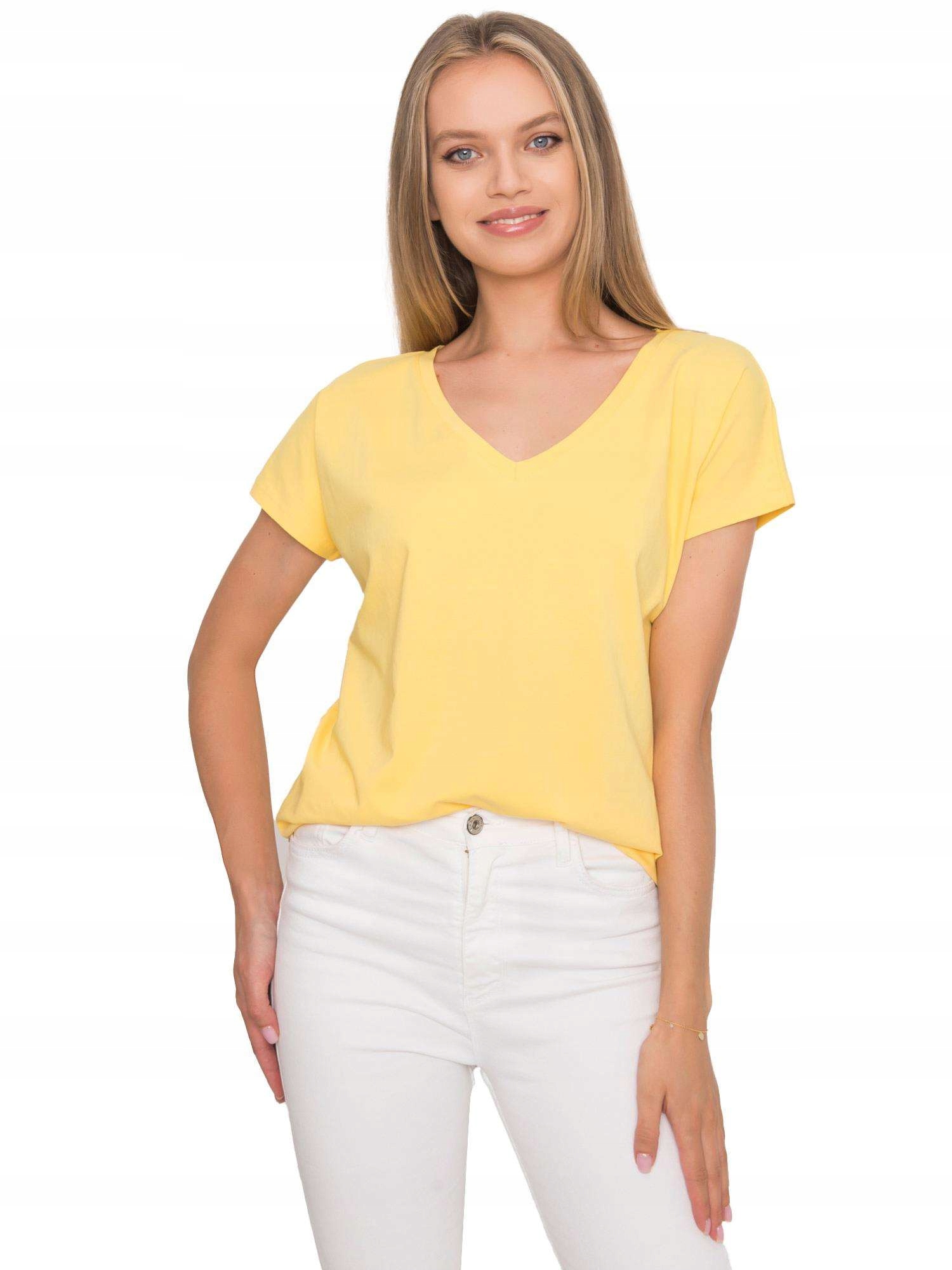 

T-shirt Damski Koszulka Bawełniana V-neck Serek