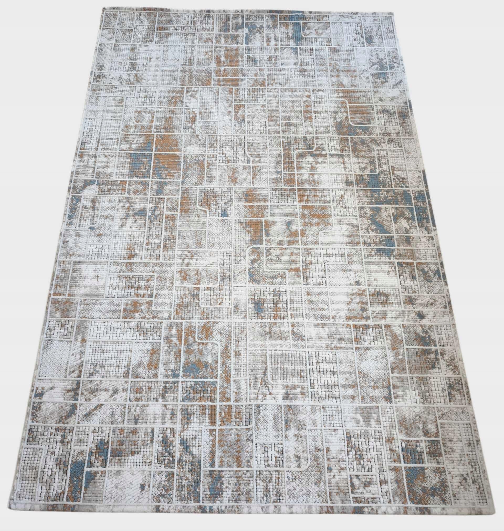 Koberec do obývačky 160 x 230 cm, loftový vzor s plyšovými štetinami, kvalita