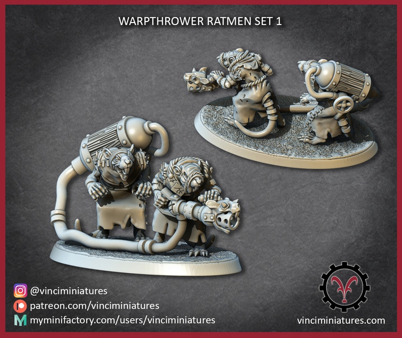 Warpthrower Ratmen #3 - Vinciminiatures - Druk 3D