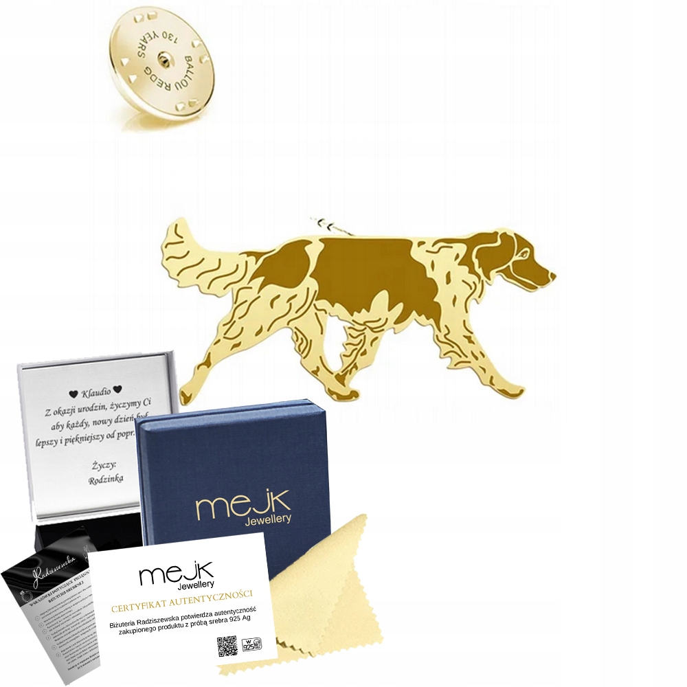 Odznak s malým Münsterländer 925 Šperky pro ženy Dedikace