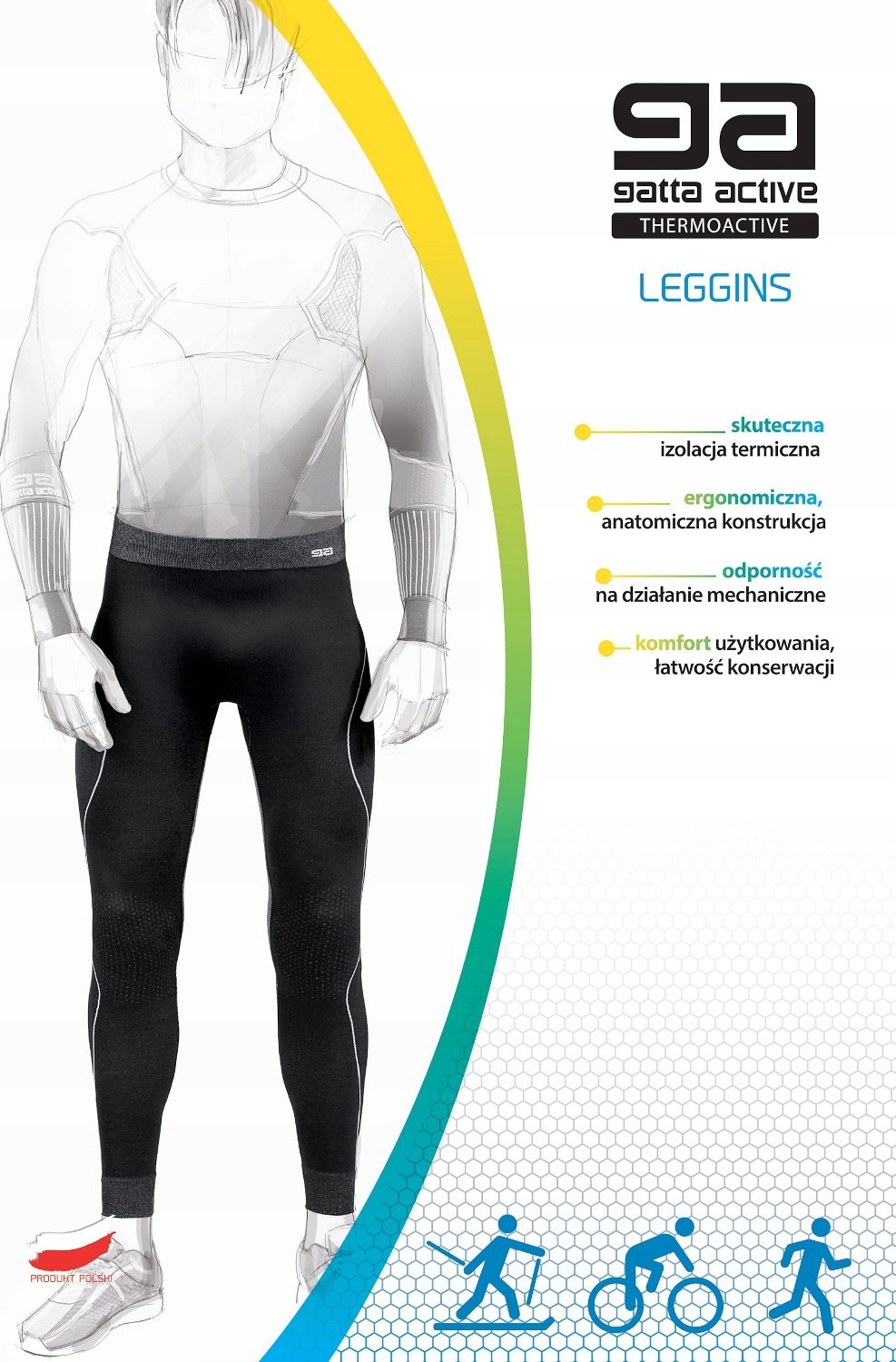 Legginsy Gatta 44017 Blanc Basic Thermoactive L-3XL M black-grey