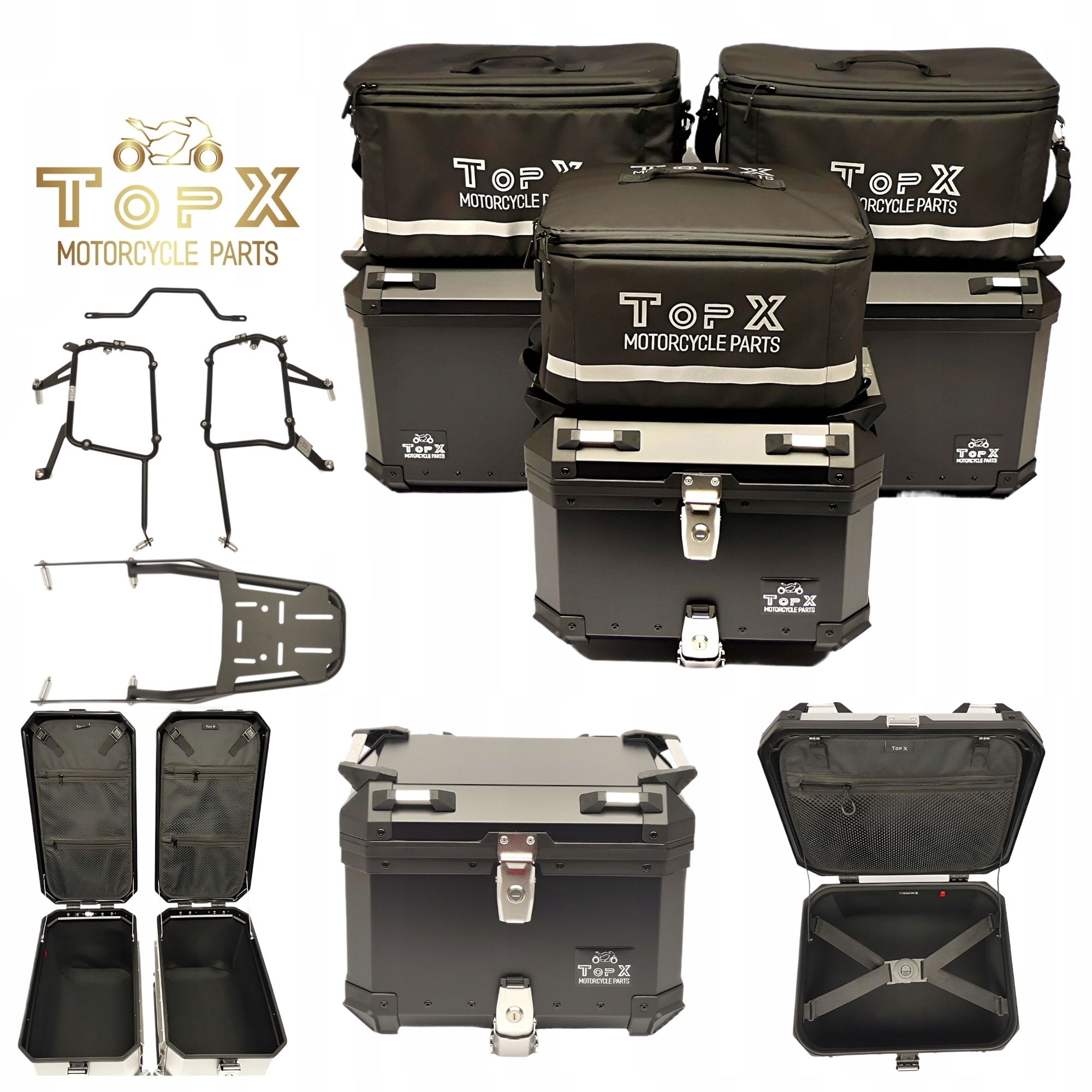 Yamaha Tenere 700 19+ Sada kufrů Boční Aluminiové rámy Tašky Černá