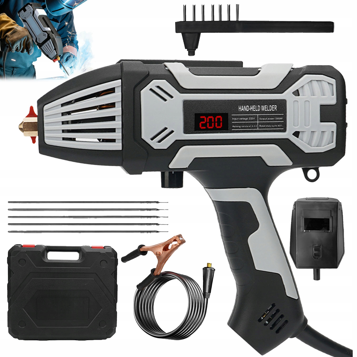 Ruční Svařovací Stroj Do 2,5 MM-3,2 MM 5 Svařovacích Tyčí 2,5 MM 3000 W
