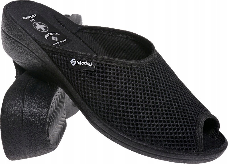 KLAPKI PANTOFLE DAMSKIE MIĘKKIE SZERSZE czarny 41