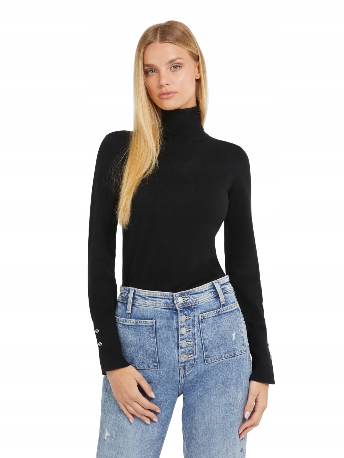 Guess Černý Dámský Svetr S Přiléhavým Rolákem