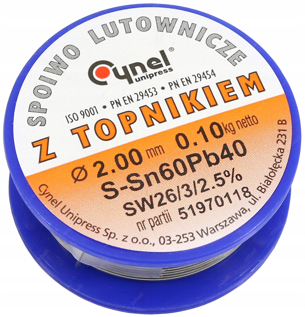 

Cynel Hq Polska Cyna Ołowiowa 2mm 100g 0.1kg +SW26