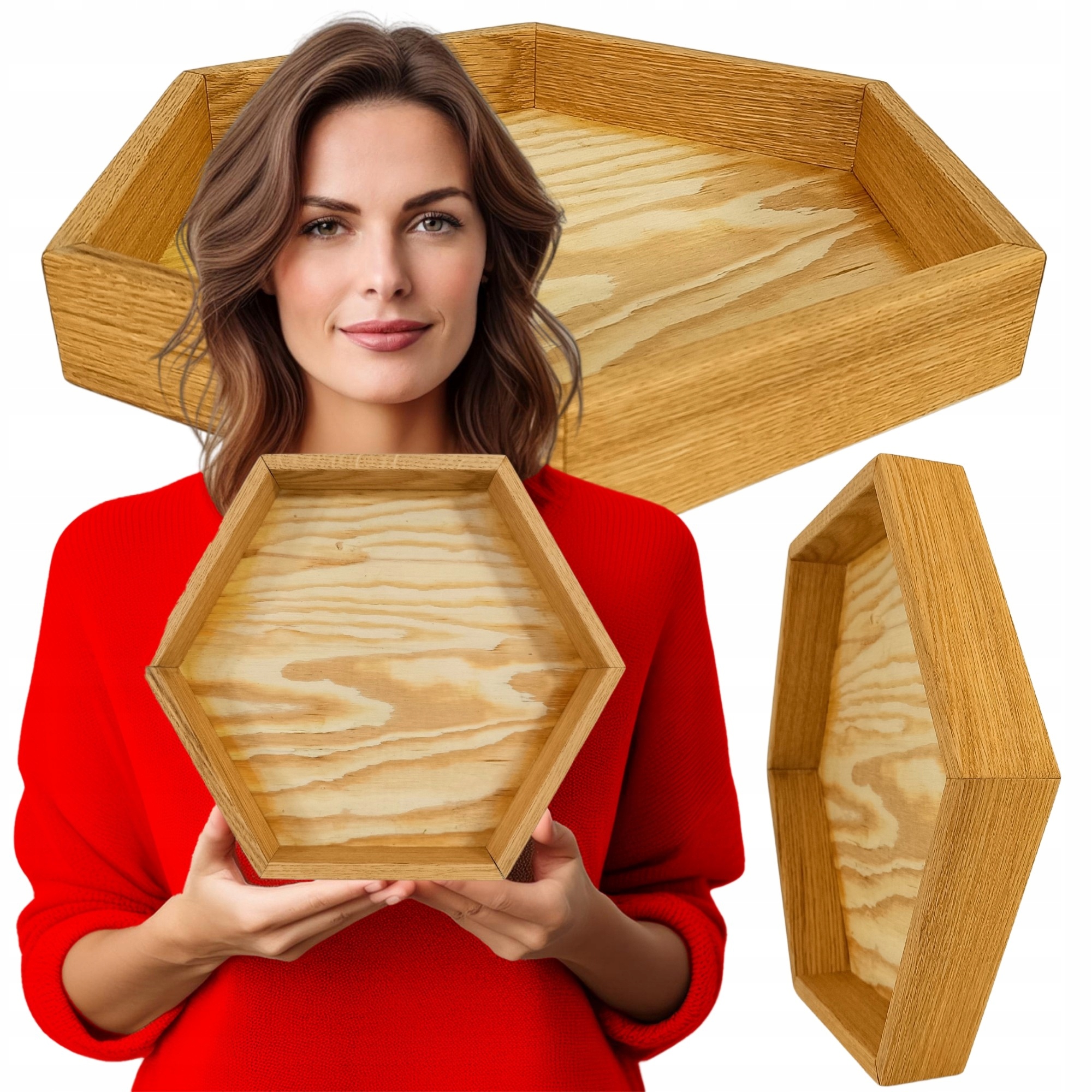 Dřevěný dubový rám Hexagon základna pod Mech chrobotek Lity Dub dekorace