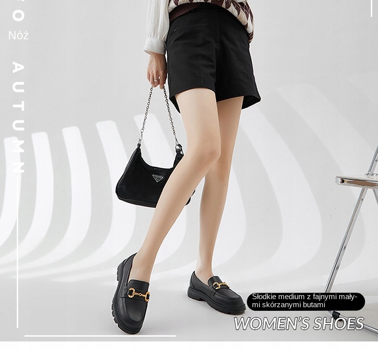 WYGODNE GRUBA PODESZWA CZARNE SKÓRZANE MOKASYNY DAMSKIE PÓŁBUTY Płeć kobieta
