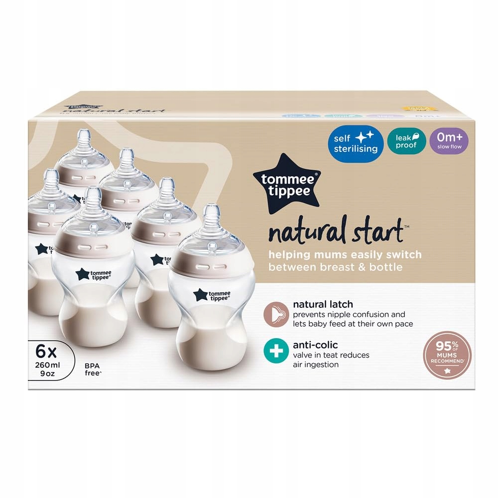 TOMMEE TIPPEE Butelki Antykolkowe 260ml Smoczek Przeciwkolkowy 6 Sztuk — miniatura 2