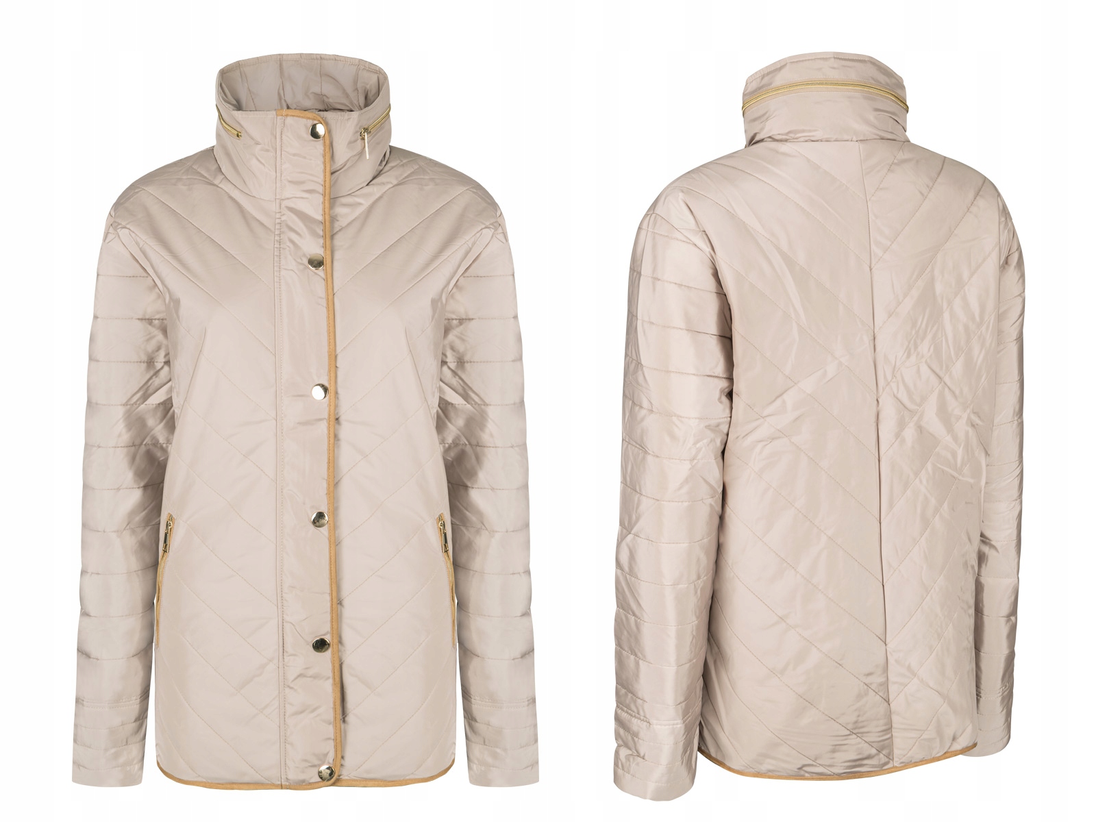 

Pikowana Kurtka Damska z Kapturem 50057 5XL beż