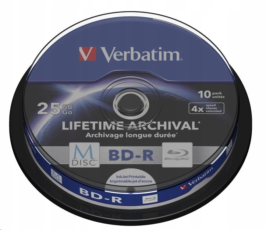 Verbatim MDisc BD-R(10-pack)Spindle/ 4x/ 25GB 43825