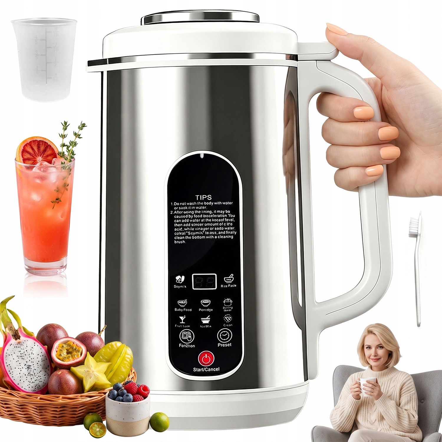 Multifunkční Zařízení Na Rostlinné Mléko 800W 1200 ML Časovač 8 Funkcí