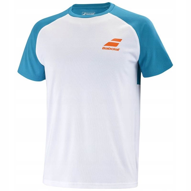 KOSZULKA BABOLAT PLAY CREW NECK TEE BOY WHITE/CANEEL BAY 152