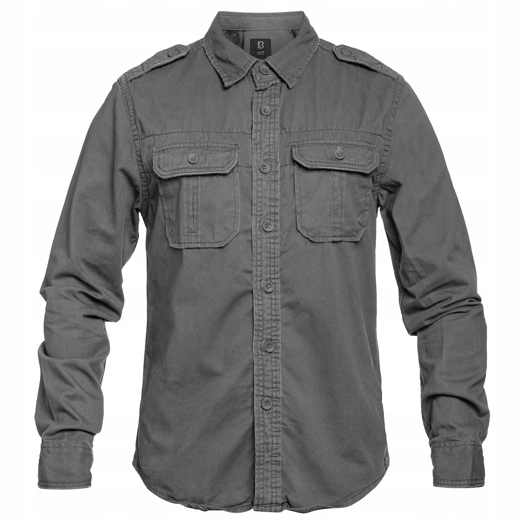 Pánská bavlněná košile s dlouhým rukávem Brandit Vintage Charcoal XXL