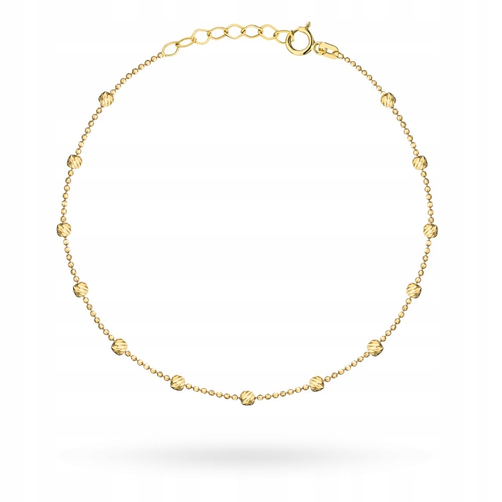 Náramek S Diamantovými Kuličkami 585 Zlatý Efektní Třpytící Se 19 CM