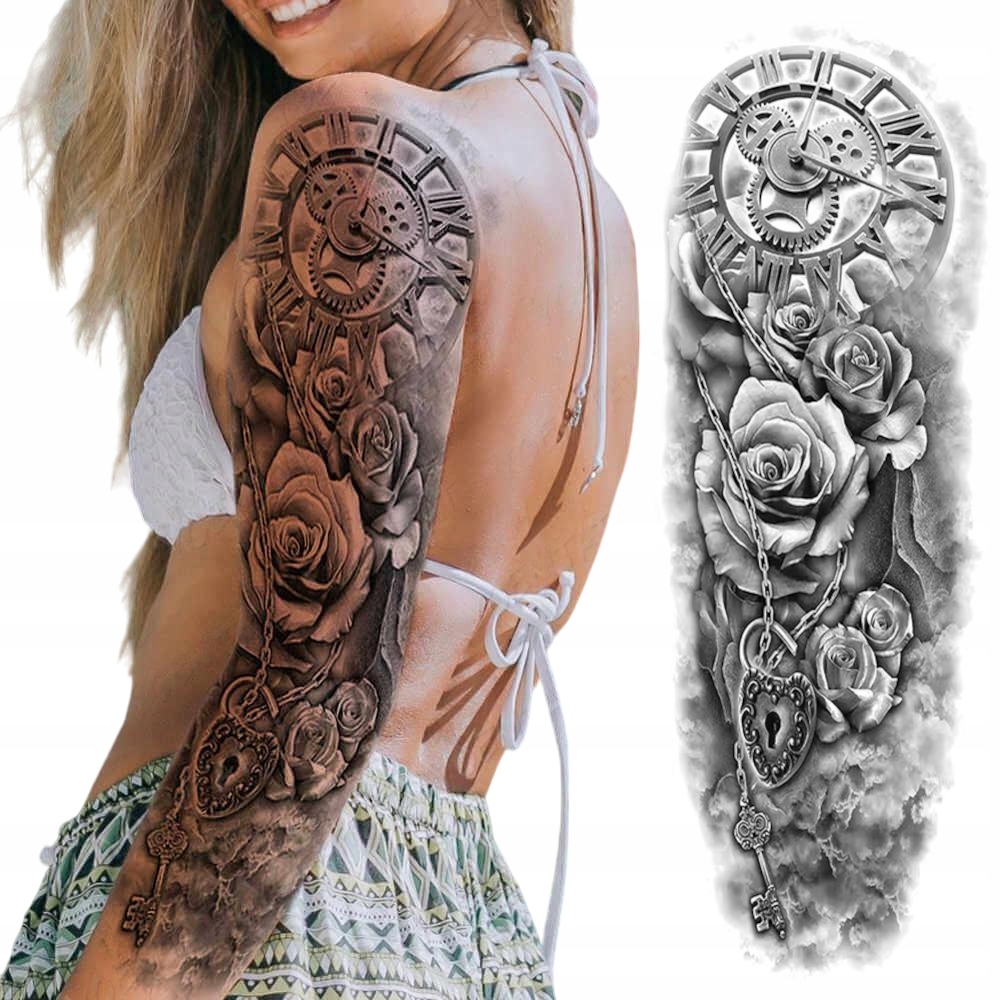 TATUAŻ TYMCZASOWY ZMYWALNY RĘKAW NA RĘKĘ RÓŻA RÓŻE