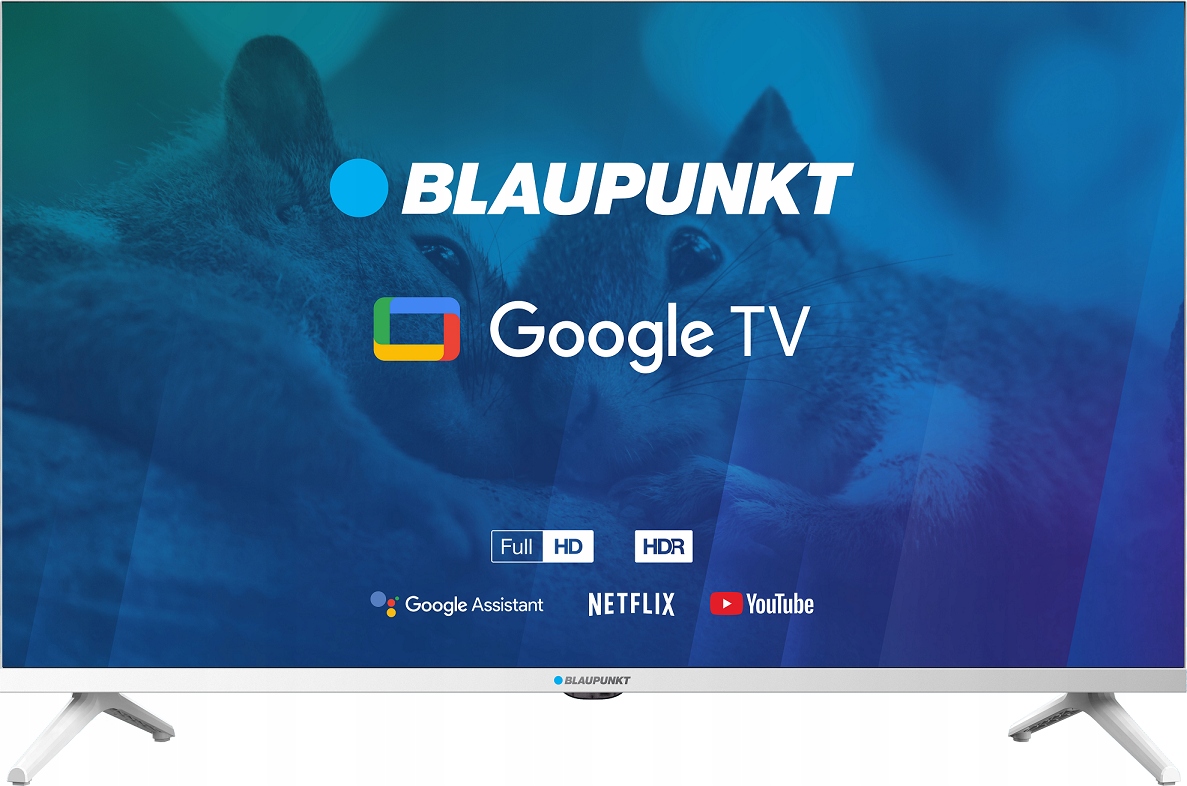 BIAŁY TELEWIZOR BLAUPUNKT 32 CAL FULL HD LED DVBT T2 GOOGLE TV BEZRAMKOWY