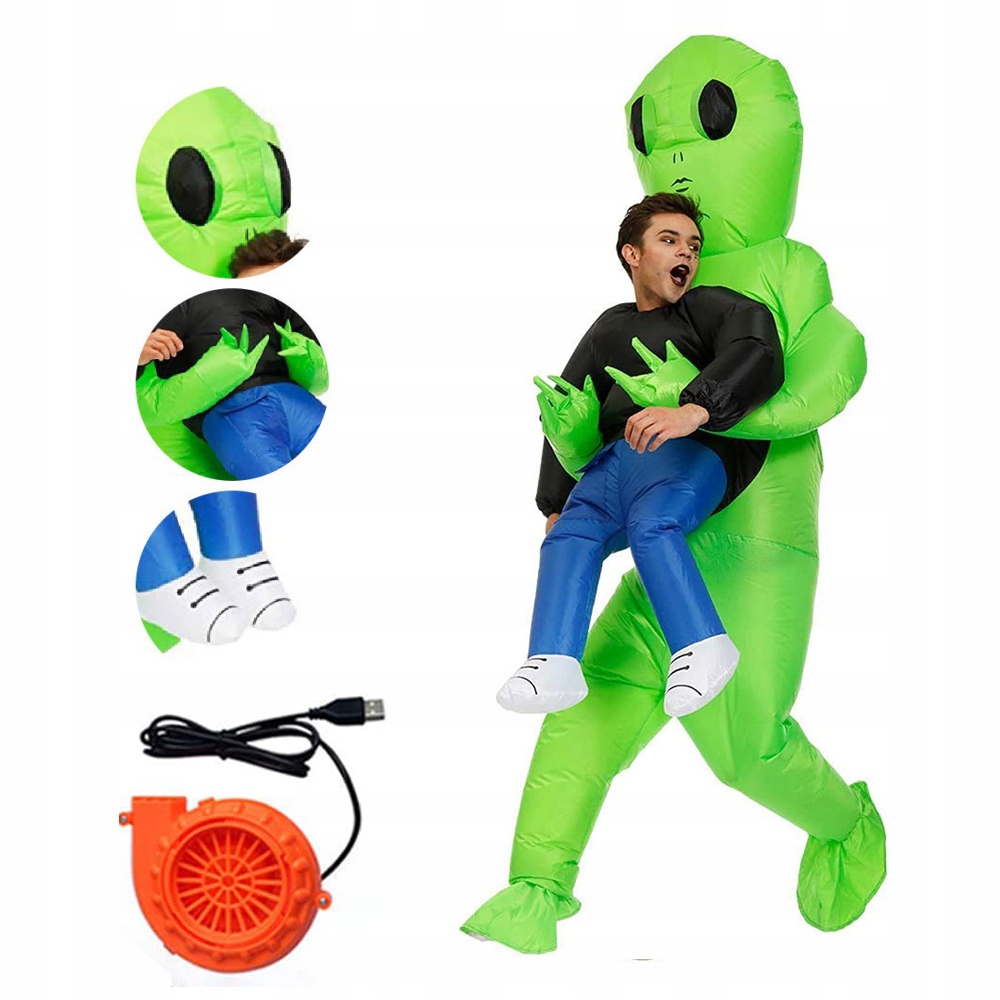 Kostým Alien Převlek Halloween Jako Dárek 160-190 cm