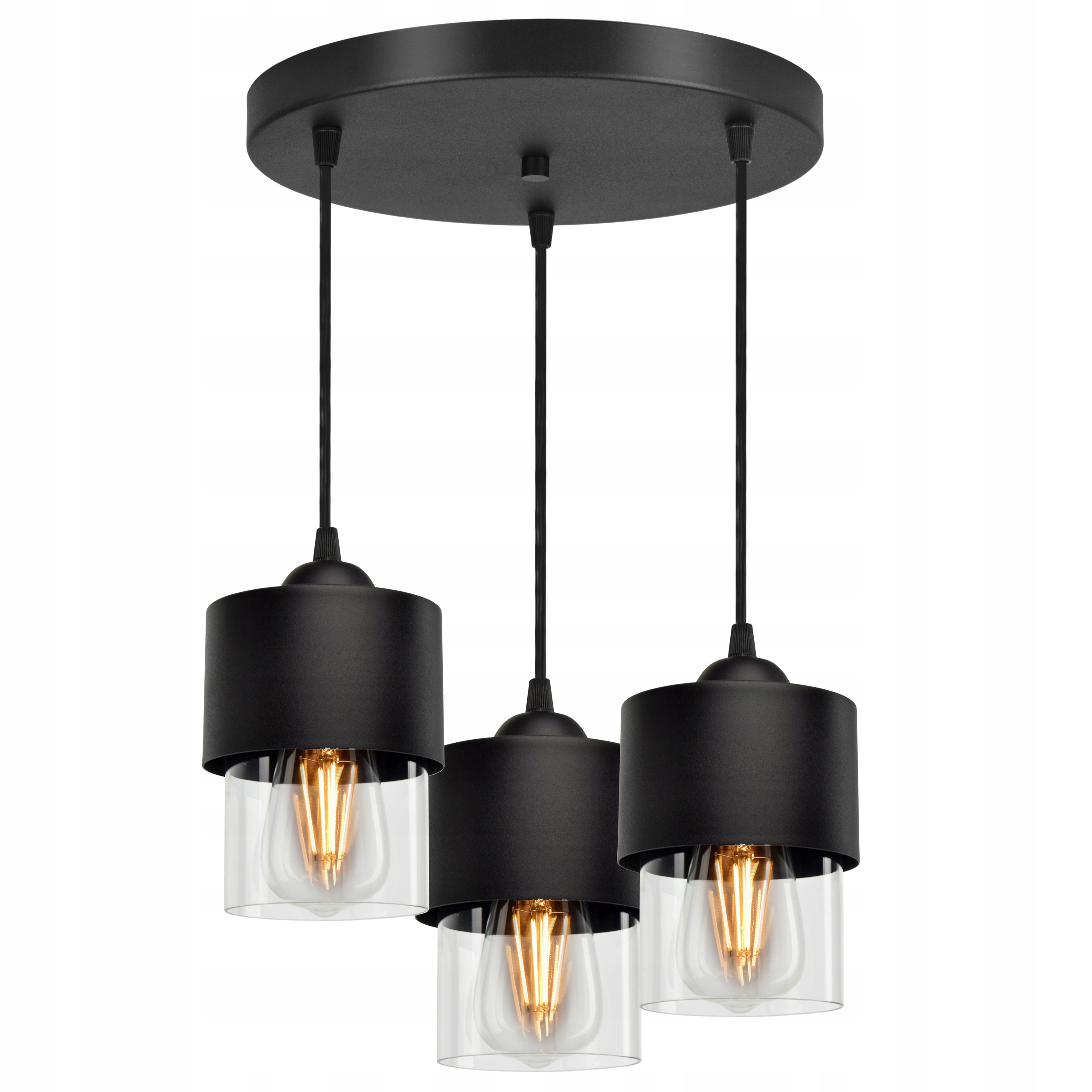 

Lampa Wisząca Żyrandol Metal Szkło Transparent Led