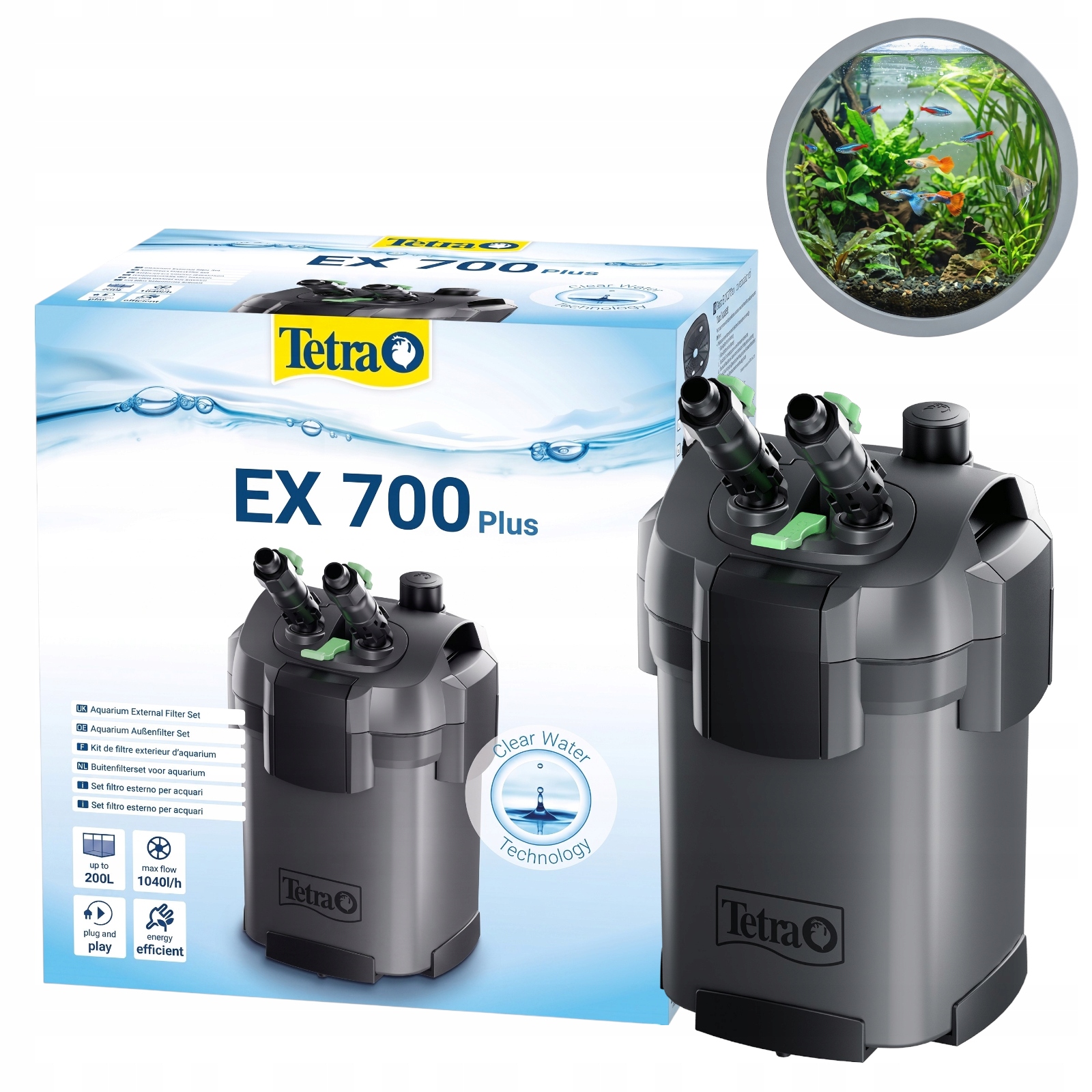 Tetra Ex 700 Plus 7,5W Filtr Zewnętrzny Kubełkowy Do Akwarium 100 200l