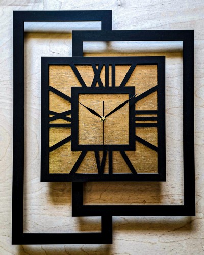 Dekorativní nástěnné hodiny z loftového dřeva, moderní, tiché, zlaté, minimalistické