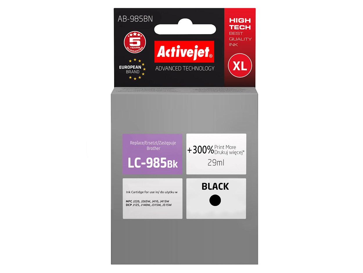 

Activejet Do Brother LC985 DCP-J125 J315W Czarny