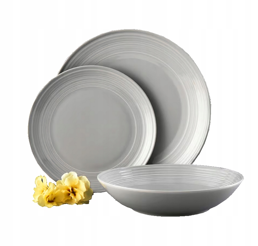 18dílná Jídelní servis Linea pro 6 osob v šedé barvě Ambition
