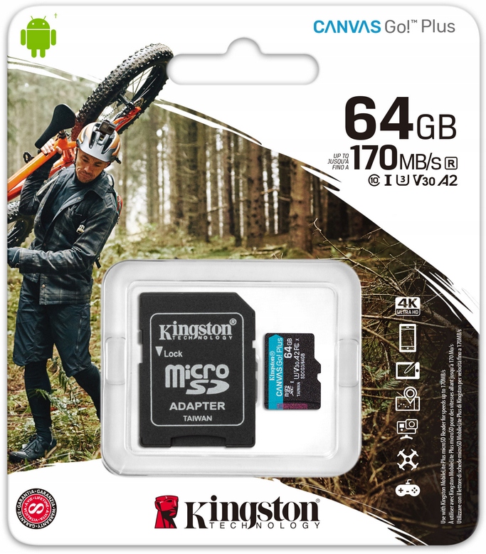 Kingston microSDXC Canvas Go! Plus 128GB 170R A2 U3 V30 Card + adapter Producent Kingston