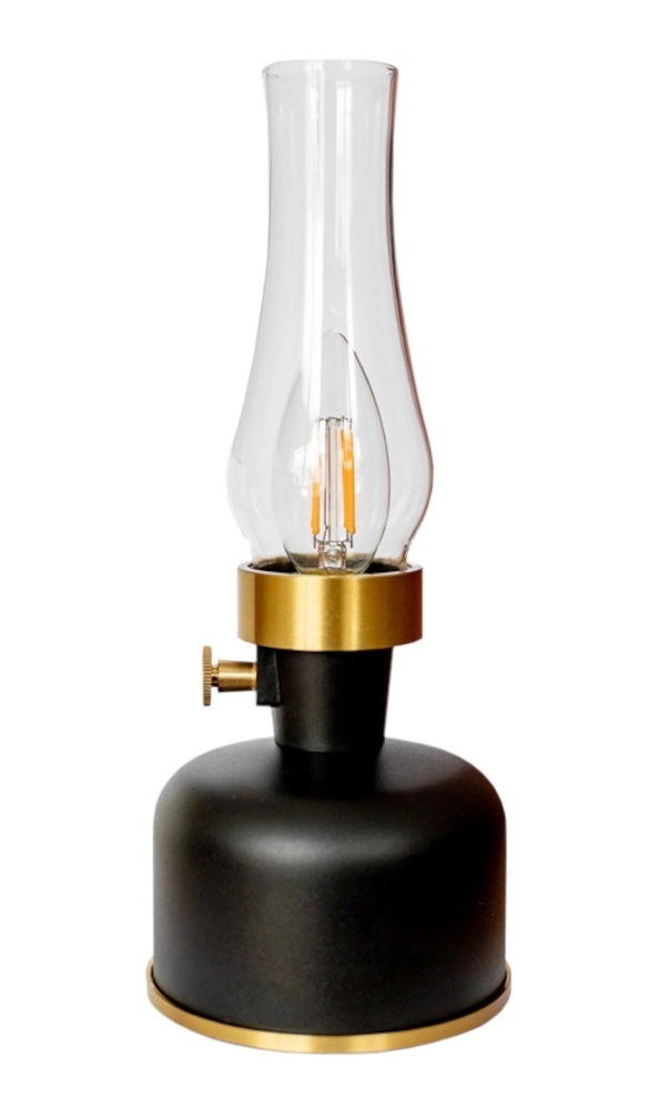 Retro Olejová Lampa Led Akumulátorová Usb-c IP44 Vonkajšia Nastaviteľná Čierna