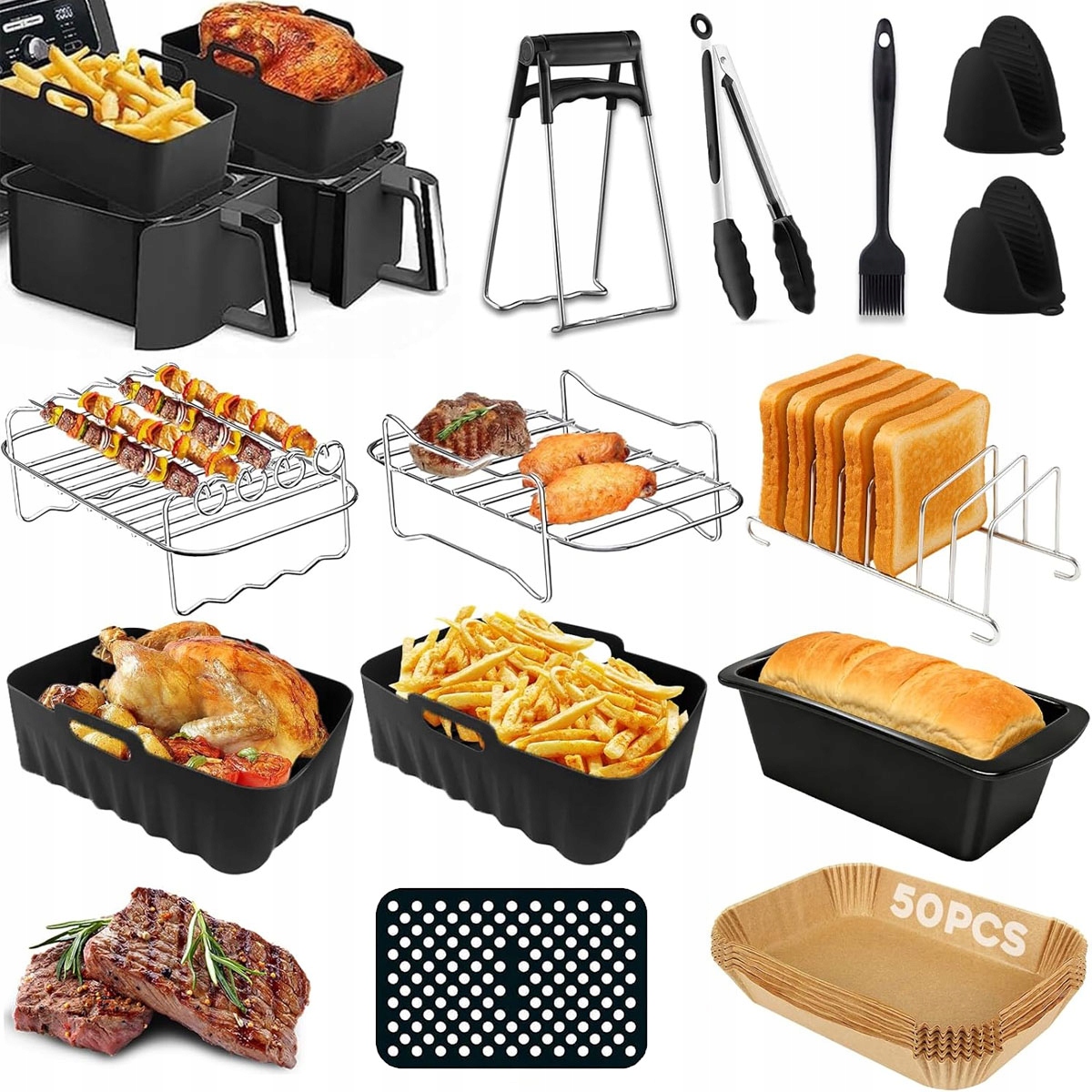 Zestaw Akcesoriów Do Frytkownicy Wkładki Do Air Fryer Ninja Dual Basket