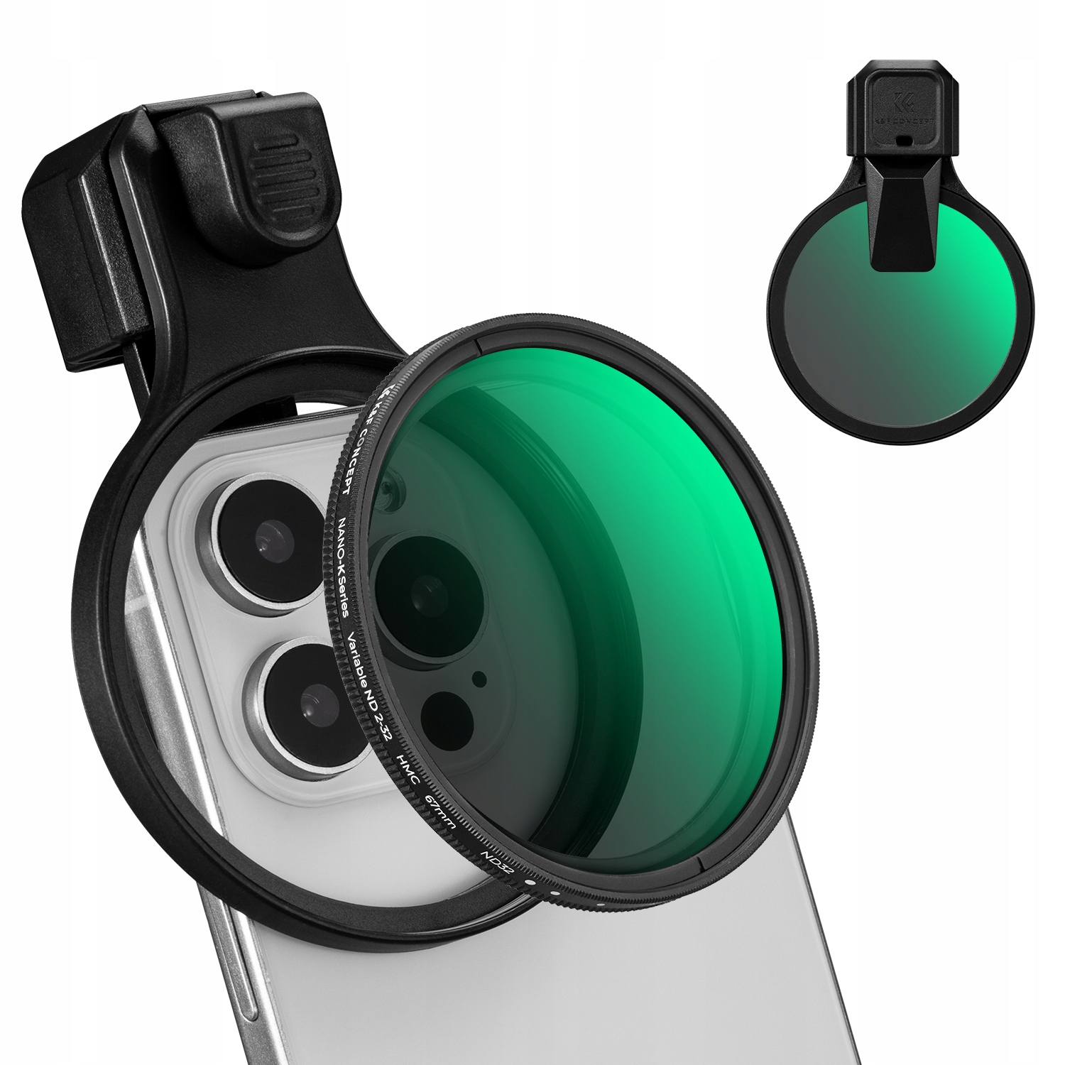 Objektiv Čočka Filtr Šedý ND2–ND32 pro telefon Smartphone 67 mm Klips K&f