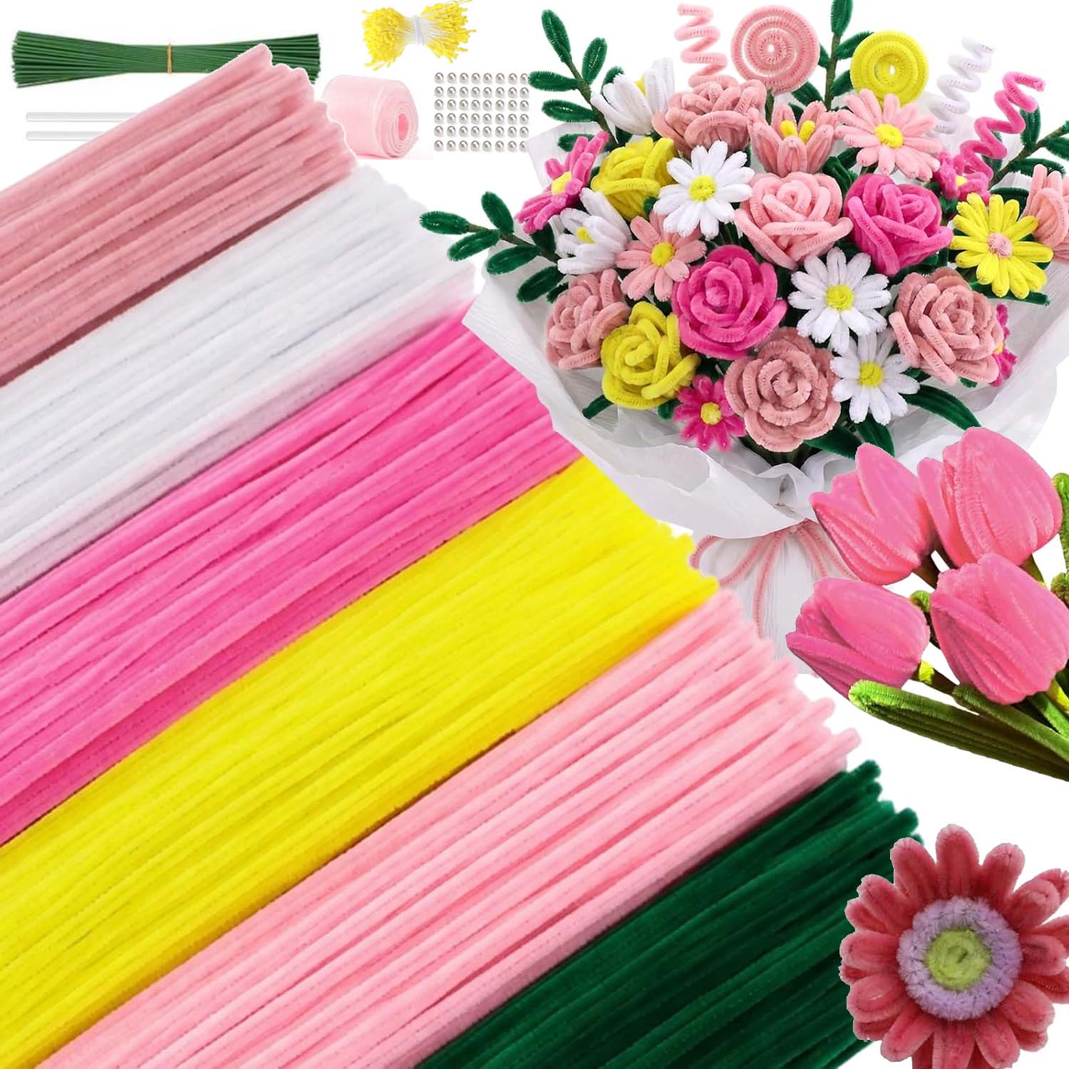 Pastelové Ozdobné Plyšové Drátky Vícebarevné Kytice Diy 30CM 500 Ks
