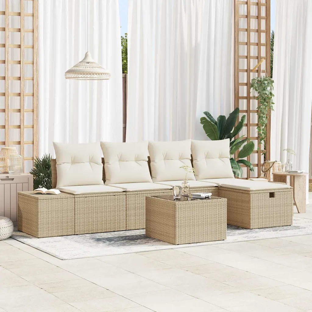 vidaXL Set pohovek s polštářem 6 pcs polyratan