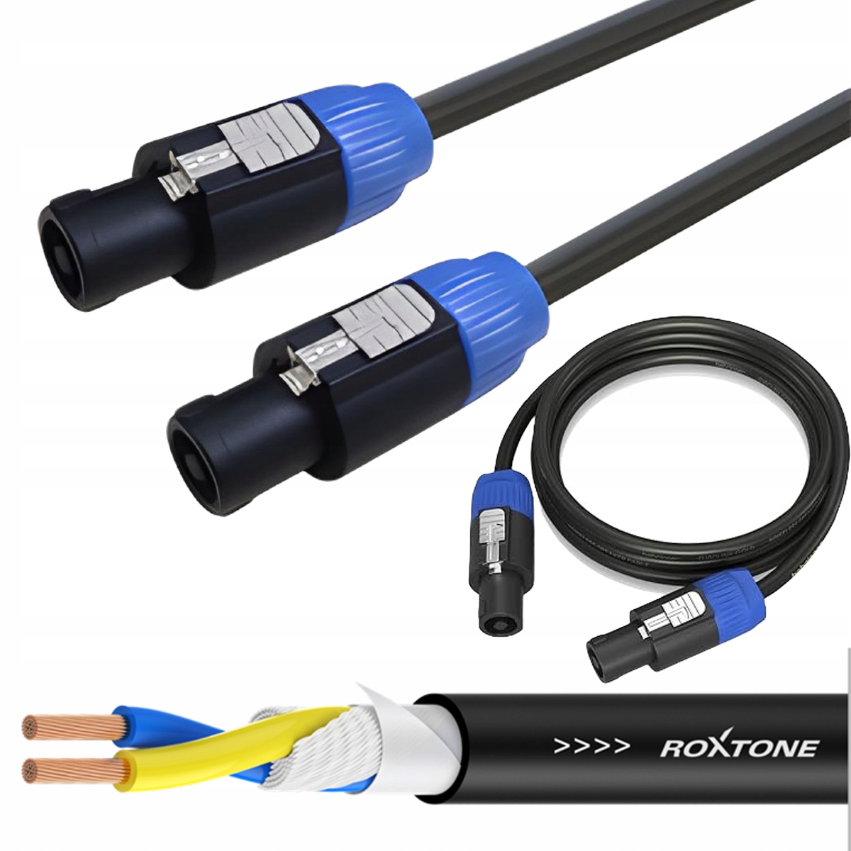 Kabel głośnikowy 15m 2 x 1,0mm² 2 x Speakon Roxtone SSSS210L15