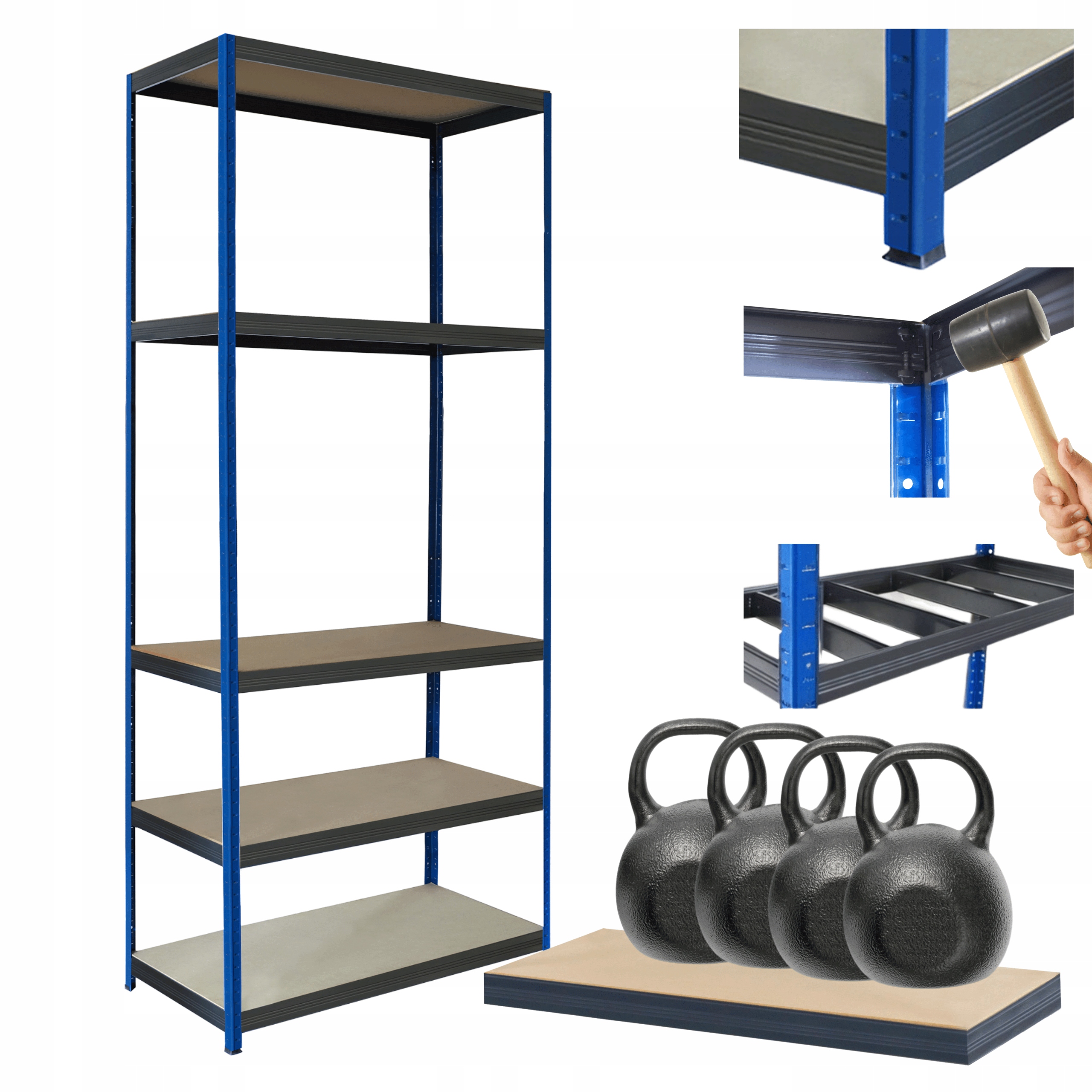 Kovový úložný regál Helios 213x110x60 cm 5Px400 kg Pevná Obloha