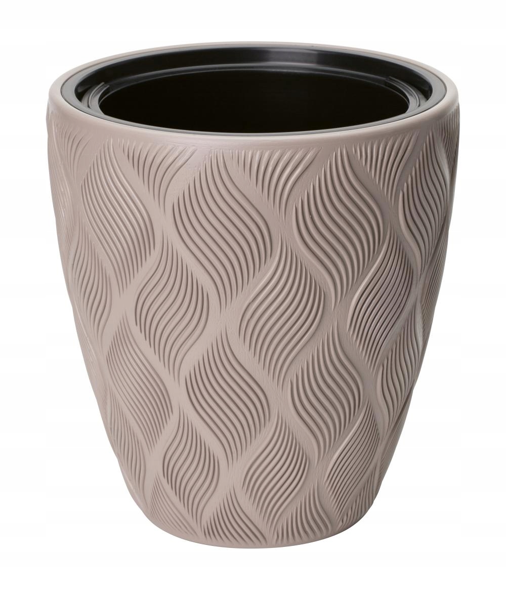 

Piękna odporna Donica+wkład Flow 30 szaro-beż. h32