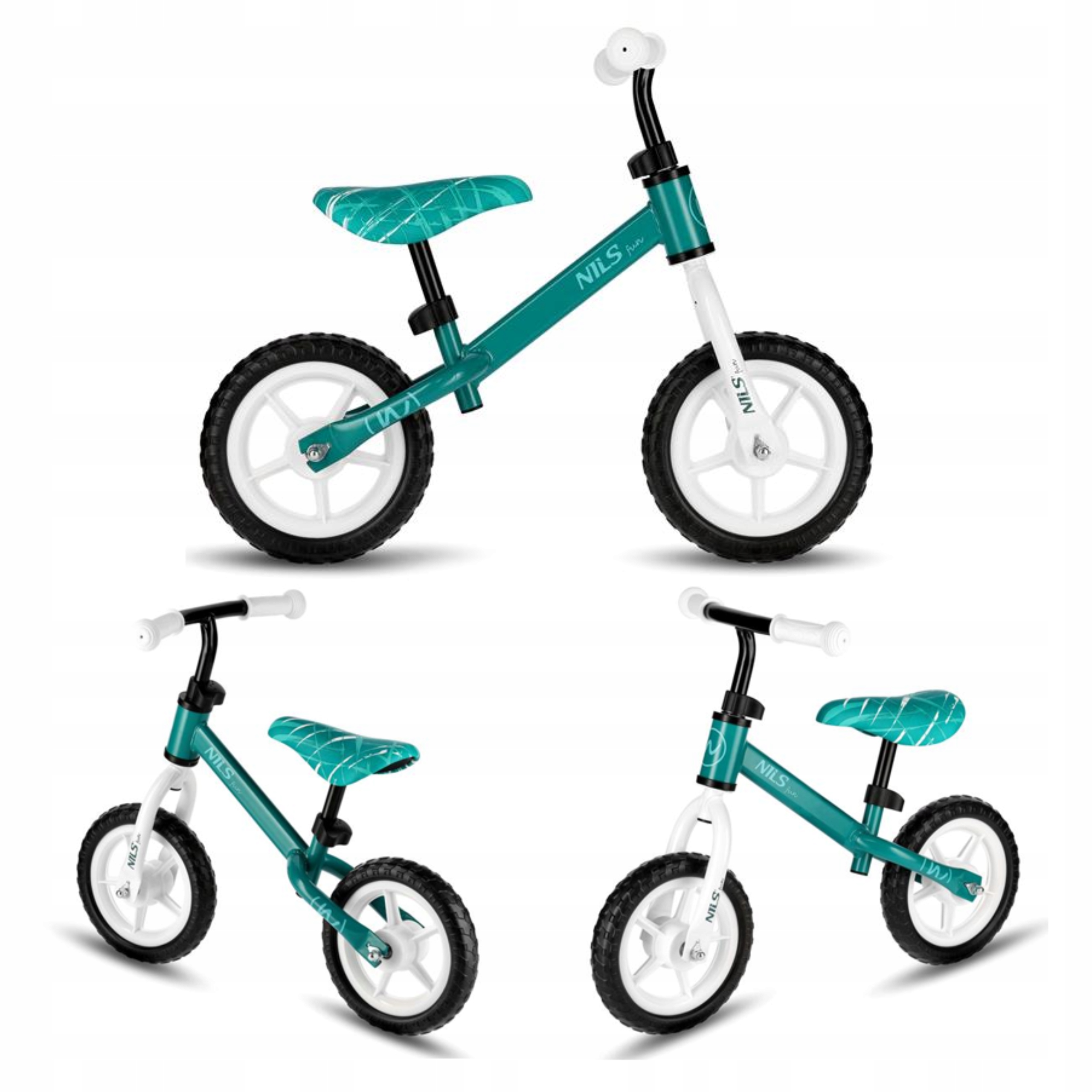 Solidny Rowerek biegowy dwukołowy dla dzieci Nils Fun RB134 zielony
