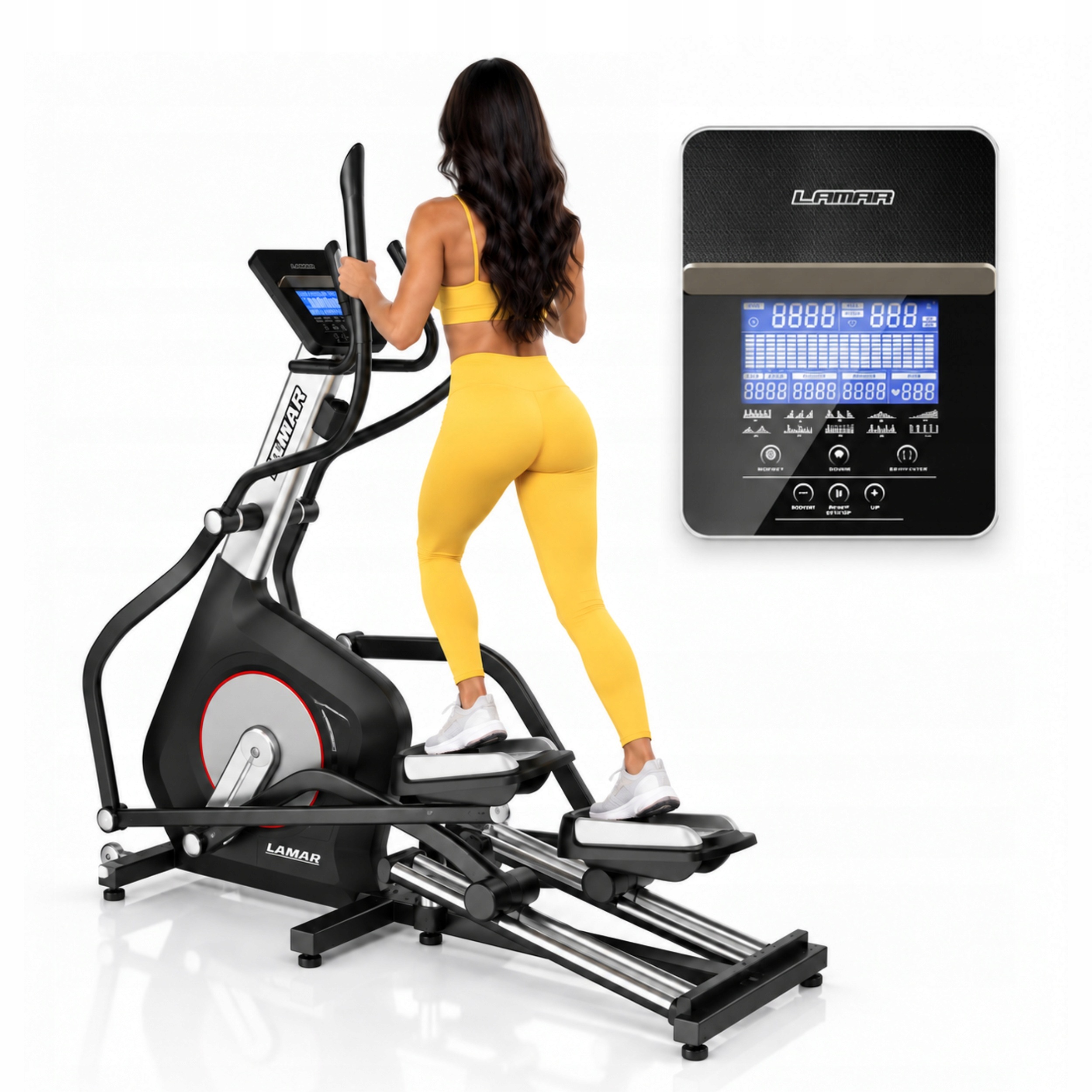 Trenażer eliptyczny Lamar Et 60A crosstrainer koło zamachowe 9kg LCD puls
