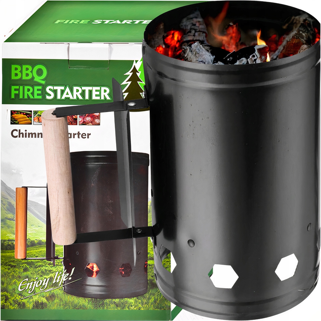 KOMIN DO ROZPALANIA GRILLA PIECA WĘGLA OGNISKA BRYKIETU 27cm DUŻY ROZPAŁKA