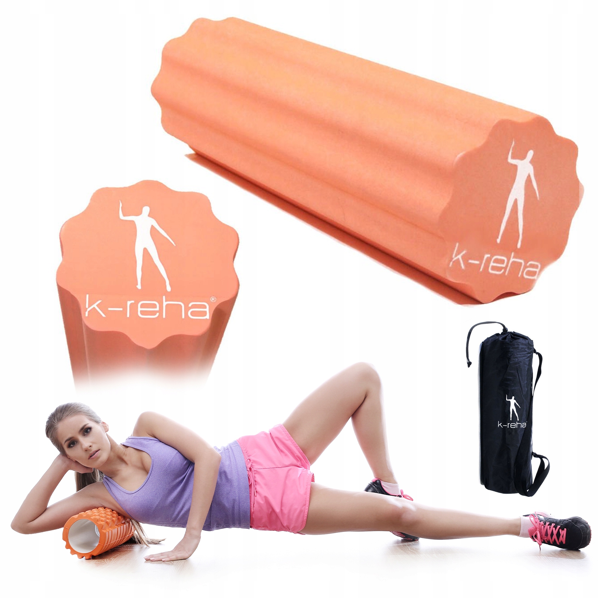 Roller Korekcyjny Do Masażu Crossfit+ Torba [brzoskwiniowy]