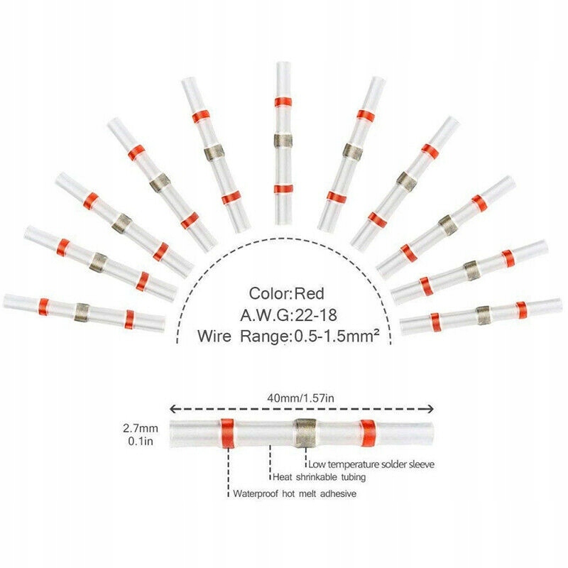 ZŁĄCZKI TERMOKURCZLIWE Z CYNĄ 20 SZT. CZERWONE Marka Asta